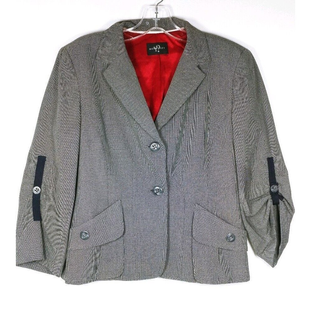 Y? MORRISSEY Blazer Jacket 3/4 Sleeve pockets  Casual Career Sz 8/10 black